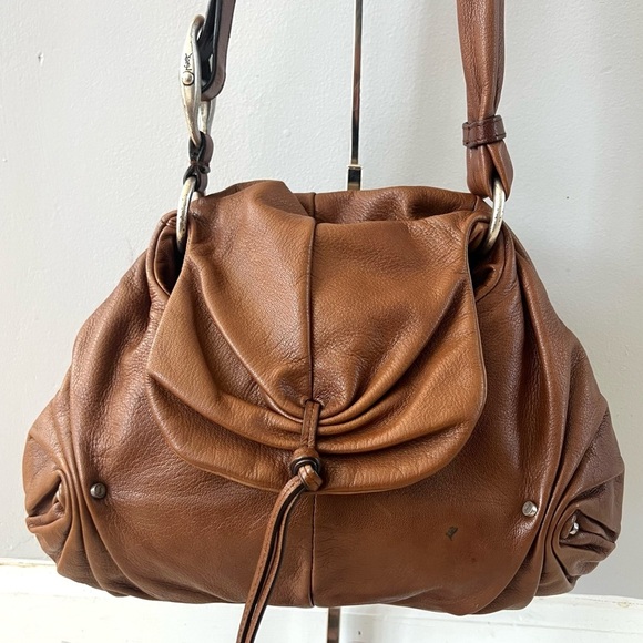 YSL Yves Saint Laurent Mamounia Sac Brown Leather Shoulder Pleated Hobo Bag - Picture 3 of 17